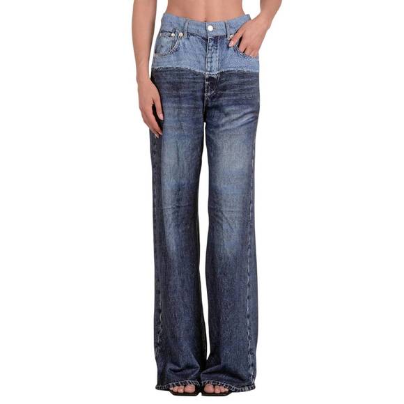 NEW ELAN jade sweatpant jean in denim two-tone - Picture 1 of 3